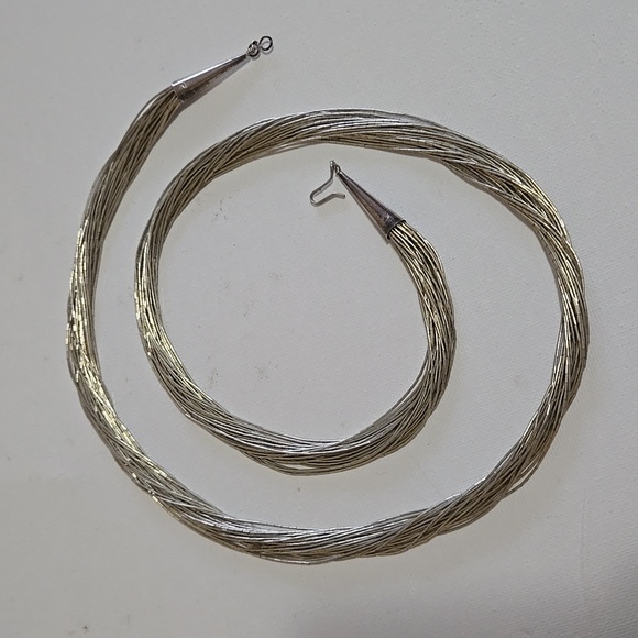 Vintage Navajo Liquid Sterling Silver 30 Strand Necklace 28" - Picture 4 of 9